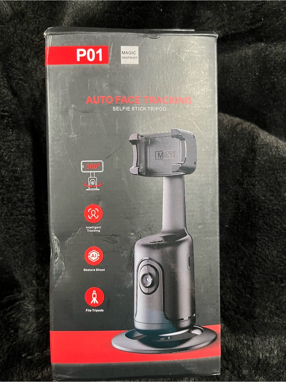 Auto Face Tracking Selfie Stick Tripod P01 - Black
